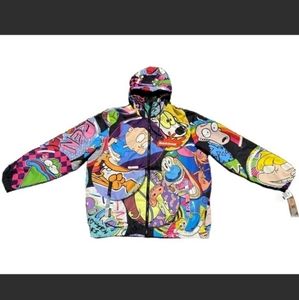 Members Only x Nickelodeon Rugrats Ren and Stimpy Hooded Windbreaker Jacket
